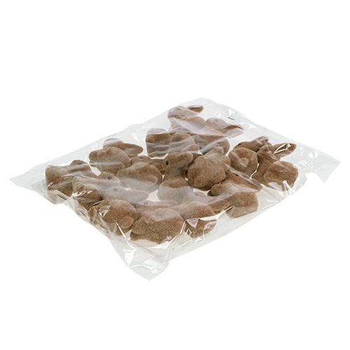 Artikel Decoratieve konijntjes 5cm gevlokt bruin 16 st