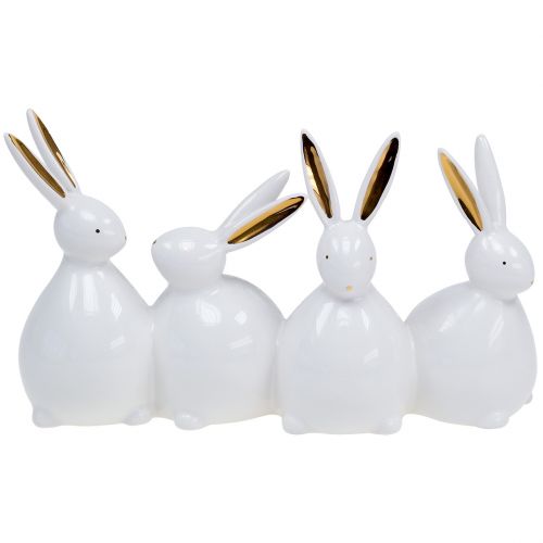 Floristik24 Decoratie konijnen wit, goud 24cm x 14.5cm x 8.5cm