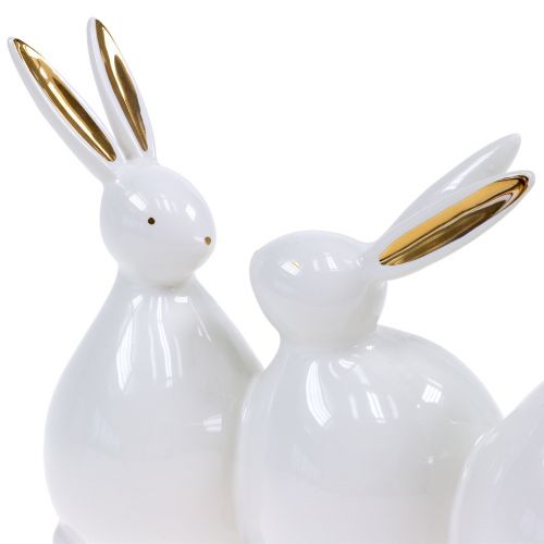 Artikel Decoratie konijnen wit, goud 24cm x 14.5cm x 8.5cm