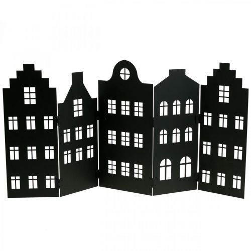 Floristik24 Kerstdecoratie metaal stad silhouet zwart 74×36cm