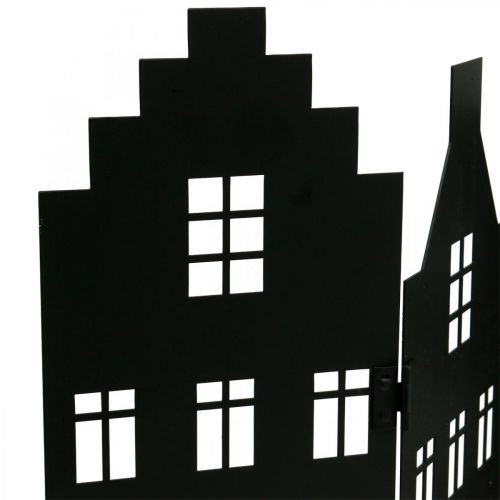 Floristik24 Kerstdecoratie metaal stad silhouet zwart 74×36cm
