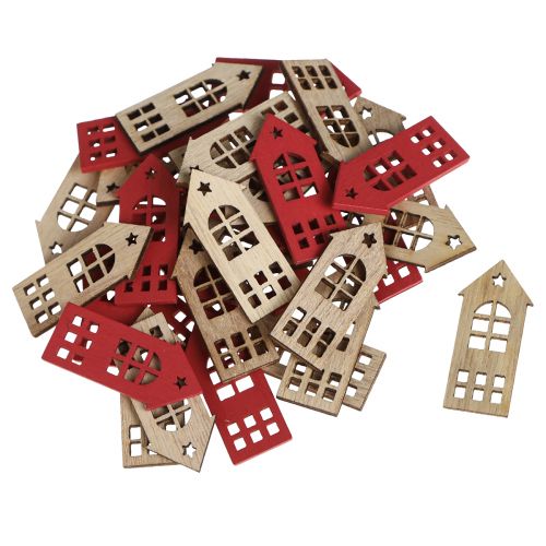 Artikel Decoratief huisstrooidecoratie hout in natuurlijk rood 2×4,5cm 72 st