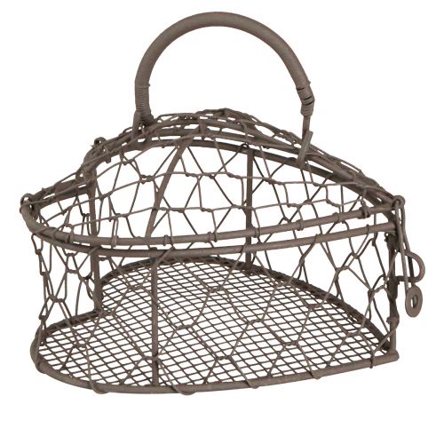 Floristik24 Decoratief hart van draad voor het vullen vintage grijs 14×13,5cm