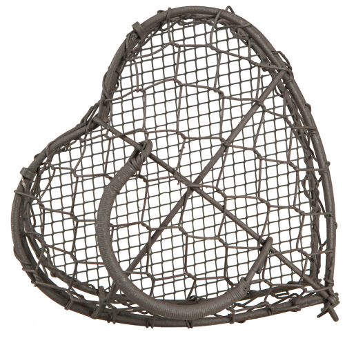 Artikel Decoratief hart van draad voor het vullen vintage grijs 14×13,5cm