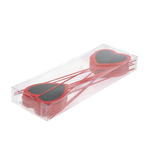 Floristik24 Decoratief hart voor het labelen van rood 9cm x 9cm 12st