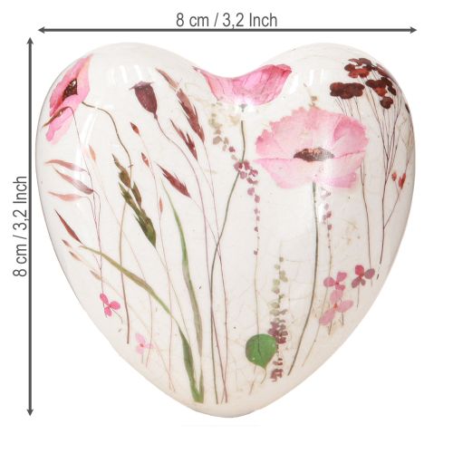 Artikel Decoratieve harten keramische tafeldecoratie klaproos crackle 8cm 3st