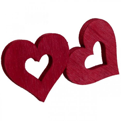 Decoratieve harten strooidecoratie houten harten rood Ø2cm 144st