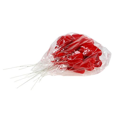 Artikel Decoratieve harten geflockt 6cm rood 18 st