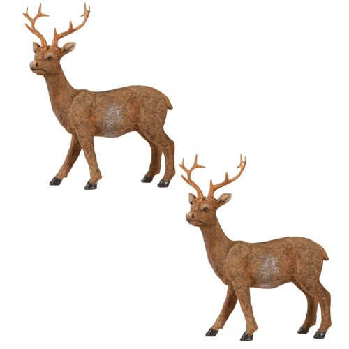 Artikel Decoratief hert bruin in houtlook 19x8,5x22,5cm 2 stuks