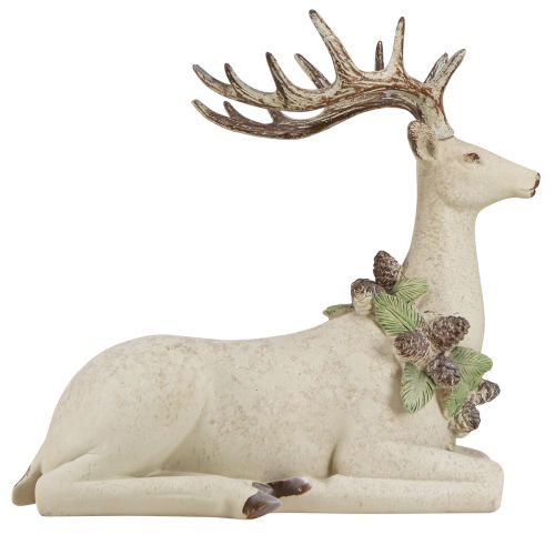 Artikel Decoratief liggend hert vintage in groen bruin 30x13x28cm
