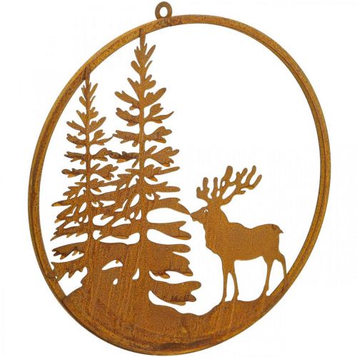 Floristik24 Decorring patina metalen ring roest hert wanddecoratie Ø38cm