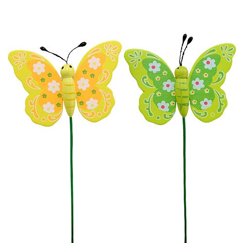 Floristik24 Decoratieve houten vlinders op stok 8cm 24st