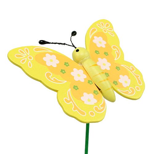 Floristik24 Decoratieve houten vlinders op stok 8cm 24st