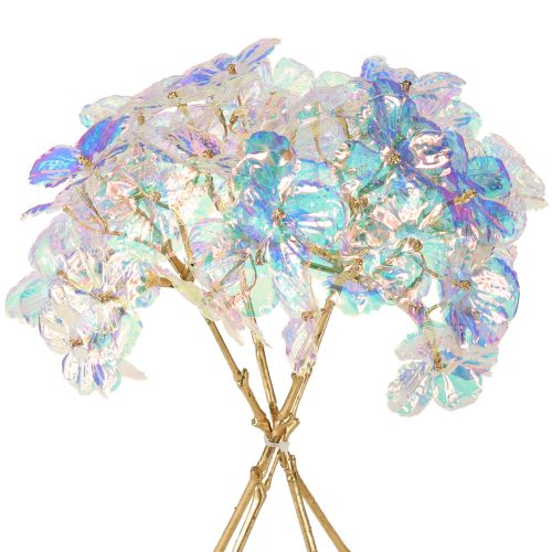 Floristik24 Decoratieve Hortensia iriserende kunstbloem Kerstmis 27cm 4 stuks