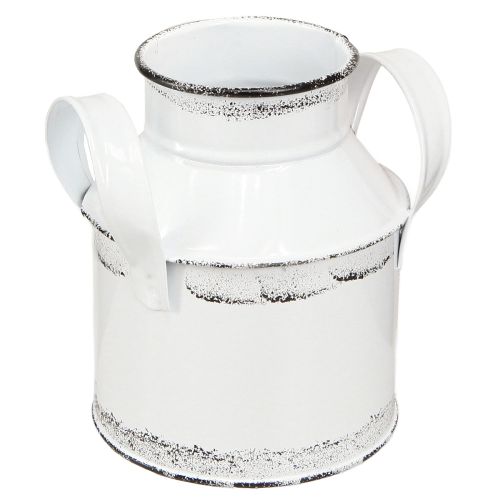 Artikel Decoratieve kan met handgrepen metaal wit, zwart H13cm 2st