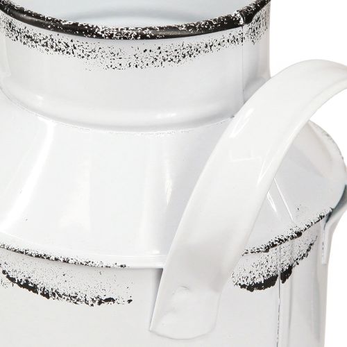 Artikel Decoratieve kan met handgrepen metaal wit, zwart H13cm 2st