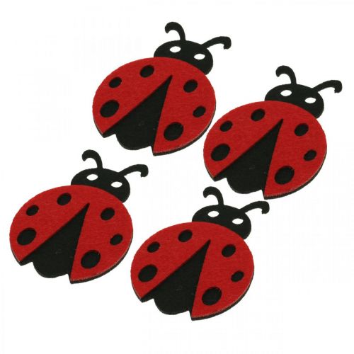 Floristik24 Decoratieve clips lieveheersbeestjes, veer, gelukskevers ter decoratie, vilten decoratie 16 stuks