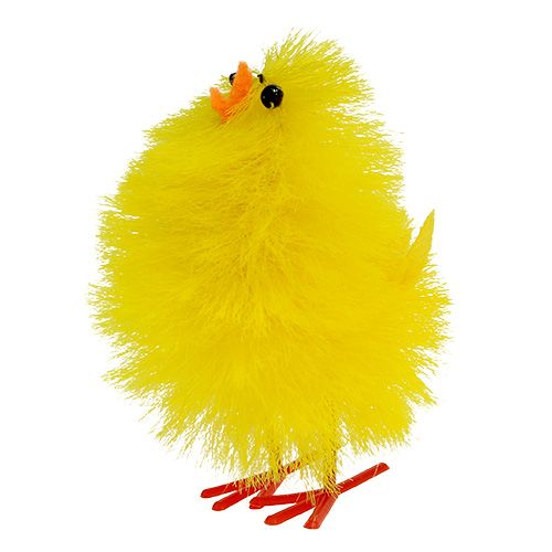 Floristik24 Decoratieve kuikens van chenille geel 6,5 cm 6st