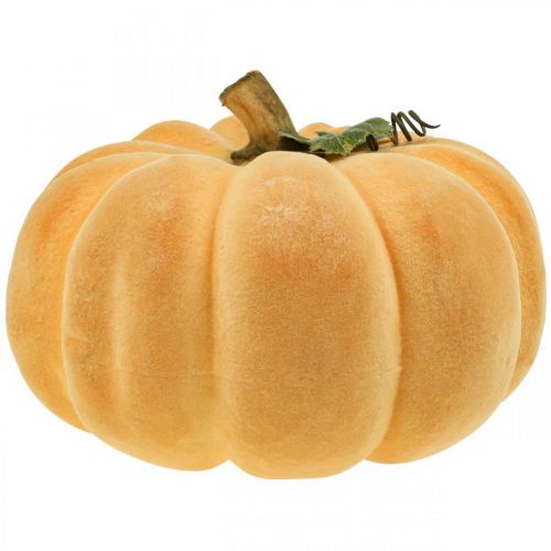 Floristik24 Decoratieve pompoen gevlokt lichtoranje herfstdecoratie Ø30cm