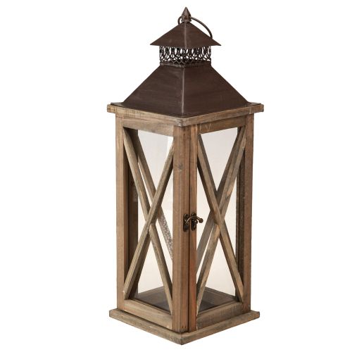 Floristik24 Decoratieve lantaarn hout vintage houten lantaarn bruin 17×17×50cm