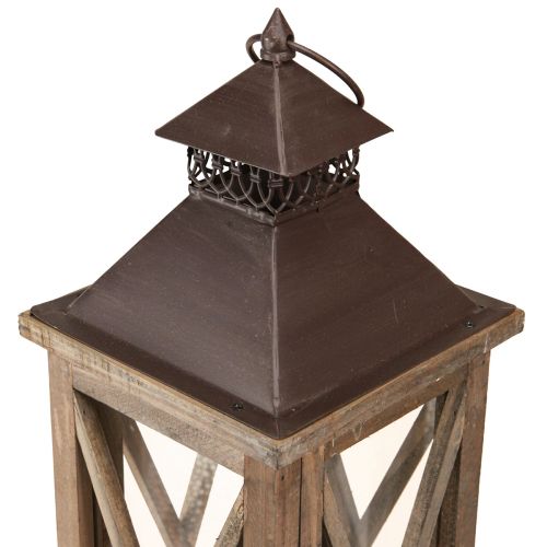 Floristik24 Decoratieve lantaarn hout vintage houten lantaarn bruin 17×17×50cm