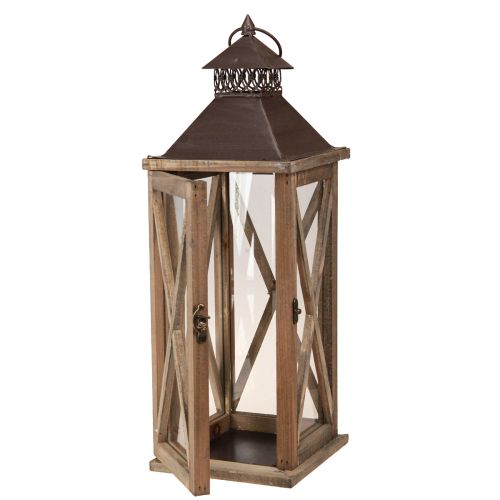 Floristik24 Decoratieve lantaarn hout vintage houten lantaarn bruin 17×17×50cm