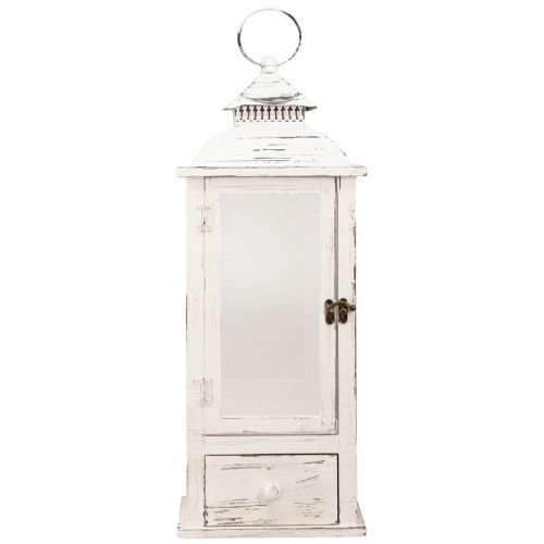 Artikel Decoratieve lantaarn vintage met lade wit 20×20cm H51cm