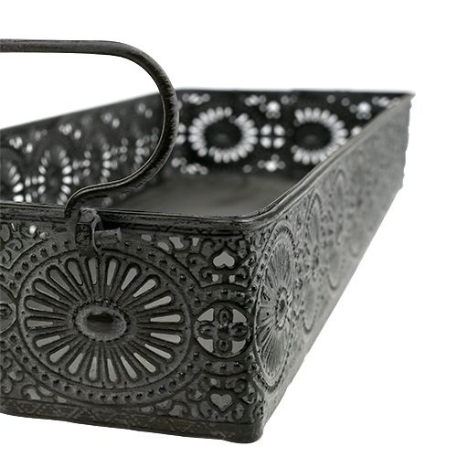 Floristik24 Metalen box dienblad grijs 40,5cm x 12,5cm x 5cm