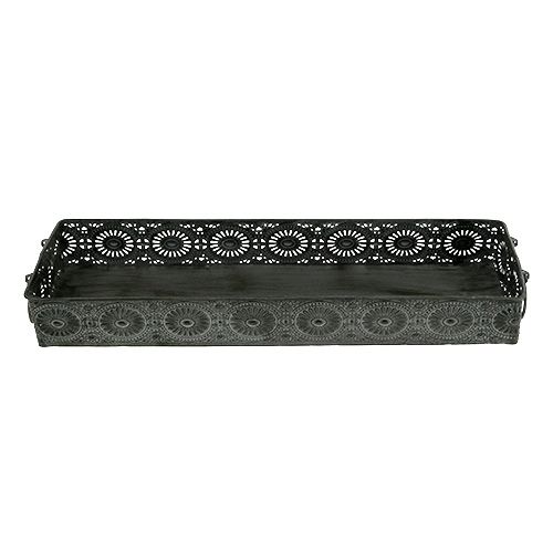 Floristik24 Metalen box dienblad grijs 40,5cm x 12,5cm x 5cm