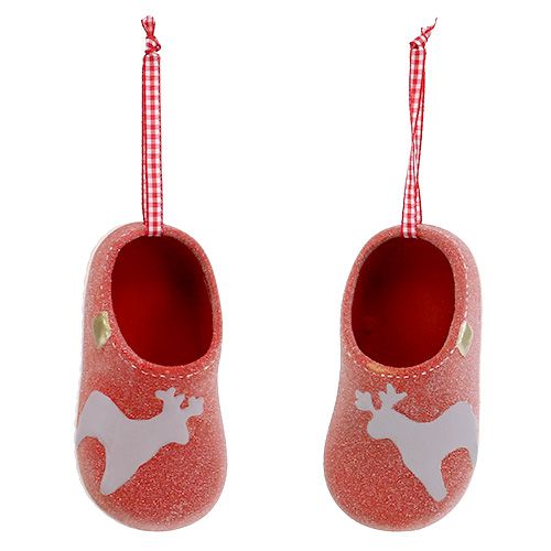 Decoratieve pantoffels 13cm rood 4st | Floristik24.nl