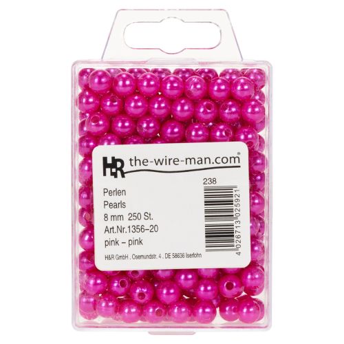 Decoratieve roze kralen, Ø8mm,