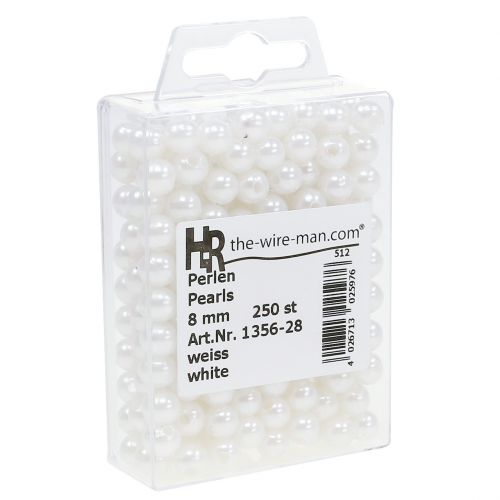 Artikel Decoratieve kralen wit Ø8mm 250 st