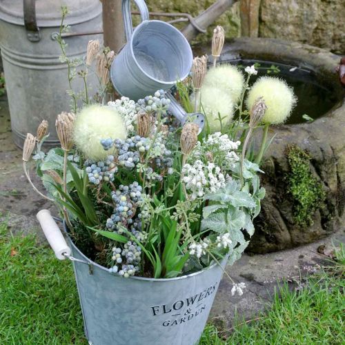 Artikel Decoratieve plantenpot, emmer met pot, plantenpot, metalen emmer H38cm Ø16,5cm/Ø7cm
