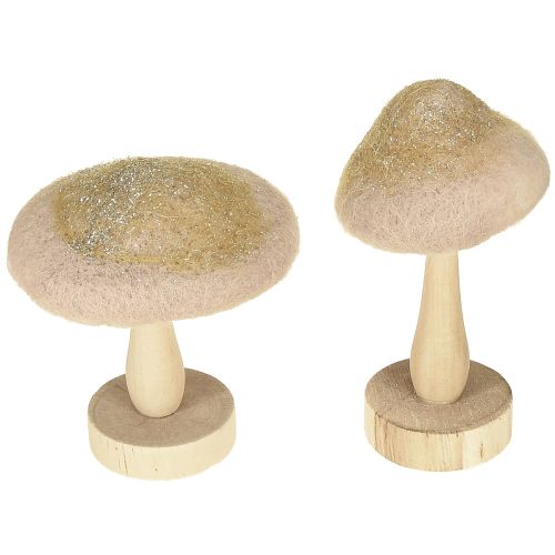 Floristik24 Decoratieve paddenstoel hout, vilt met glitter tafeldecoratie Advent H11cm 4st