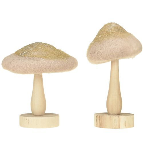 Artikel Decoratieve paddenstoel hout, vilt met glitter tafeldecoratie Advent H11cm 4st