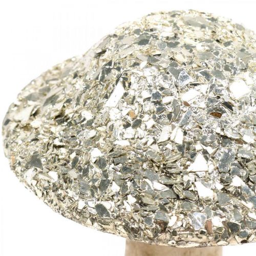 Floristik24 Deco paddestoel hout houten paddestoel met gouden mozaïek patroon H17cm