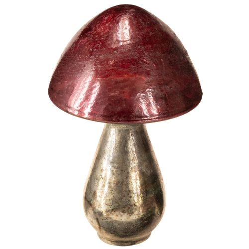 Floristik24 Decoratieve Paddenstoel Rood Groot Glas Herfstdecoratie Ø14cm H23cm
