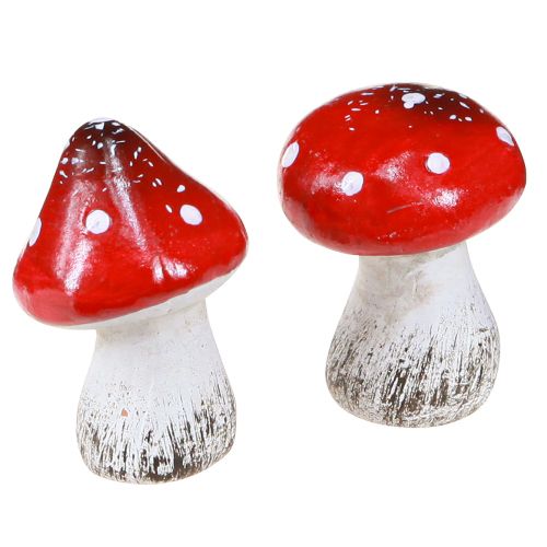Floristik24 Decoratieve paddenstoelen-paddenstoelen van keramiek rood, wit H5cm 6 st