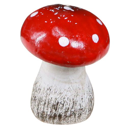 Artikel Decoratieve paddenstoelen-paddenstoelen van keramiek rood, wit H5cm 6 st