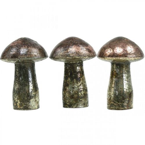 Floristik24 Deco paddestoelen glas roze tafeldecoratie herfst Ø6.5cm H10cm 3st