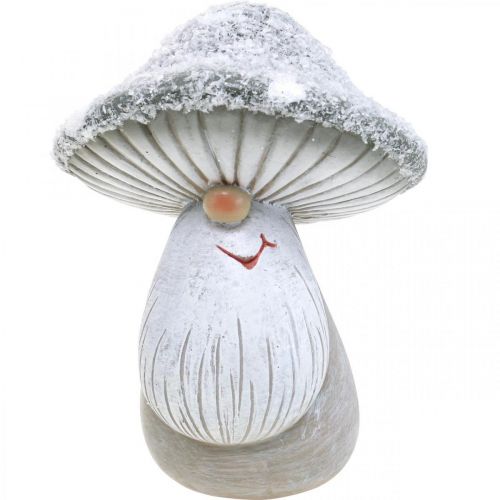 Floristik24 Deco paddestoel kabouterfiguur paddestoel kabouter grijs, wit 7×9cm 2st