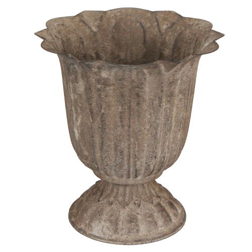 Floristik24 Decoratieve trofee antieklook plantenpot grijsbruin Ø15cm H16cm