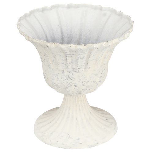 Floristik24 Decoratieve Beker Antiek Wit Metaal Kelk Shabby Chic Ø12cm H12cm