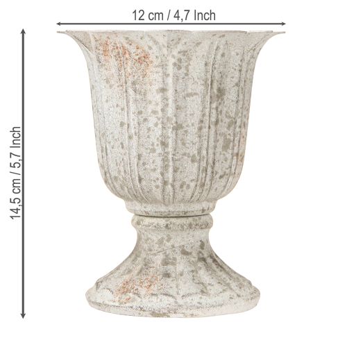 Artikel Decoratieve trofee metalen kelk vintage look grijs wit H14.5cm