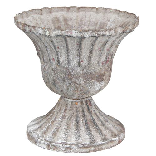 Floristik24 Decoratieve Beker Rustiek Antiek Kelk Grijs Wit Ø8cm H8,5cm 2st