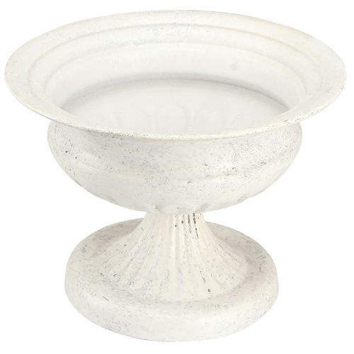 Floristik24 Decoratieve trofeeschaal antieke metalen beker wit Ø20cm H15cm