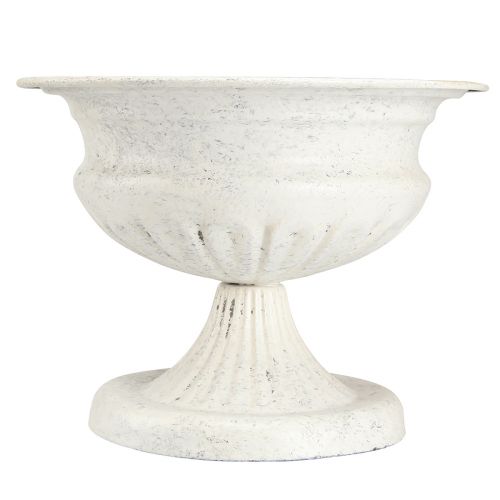 Floristik24 Decoratieve trofeeschaal antieke metalen beker wit Ø20cm H15cm