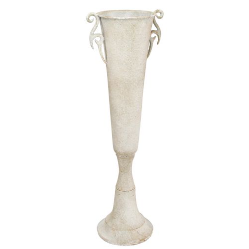 Decoratieve trofeevaas antiek met handvatten metaal grijs Ø15cm H59cm