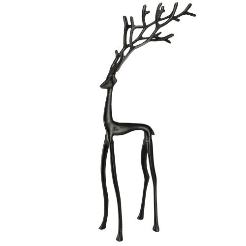 Floristik24 Decoratief rendier metalen sierfiguur in zwart 15cmx8cmx53cm
