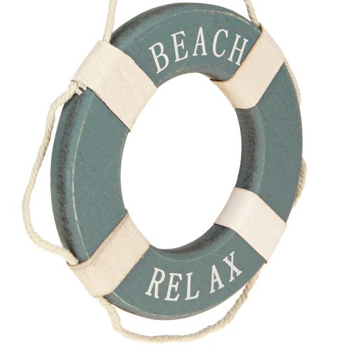 Artikel Decoratieve reddingsboei houten maritieme zwemring blauw 17cm 2st